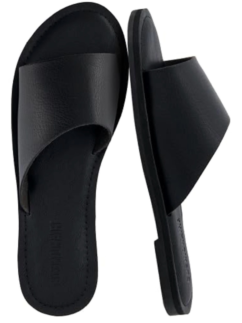 Minimal Black Slide Sandals with Wide Cross Strap